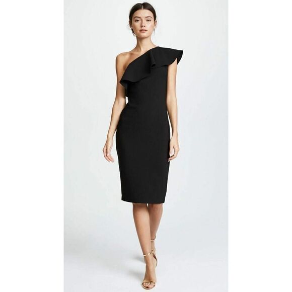 NEW! Likely Wilshire black bodycon One shoulder ruffle dress size US 4 - Picture 1 of 7
